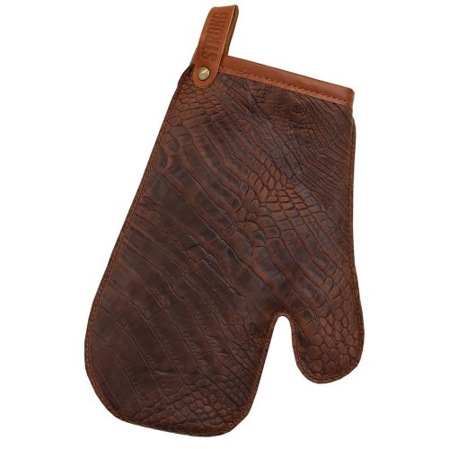 666 - Crocostyle Ofenhandschuh B 21 x L 29 cm : cognac 100% Leder Crocoprägung