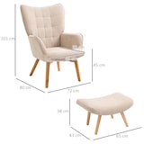 thumbnail of HOMCOM - Ohrensessel mit Hocker - 72L x 80B x 101H cm - beige