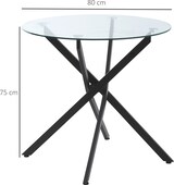 thumbnail of Couchtisch rund Glas Schwarz 80x80x75 cm mit Sicherheitsglas und Stahlgestell, verstellbare Füße, moderner Beistelltisch für Wohnzimmer