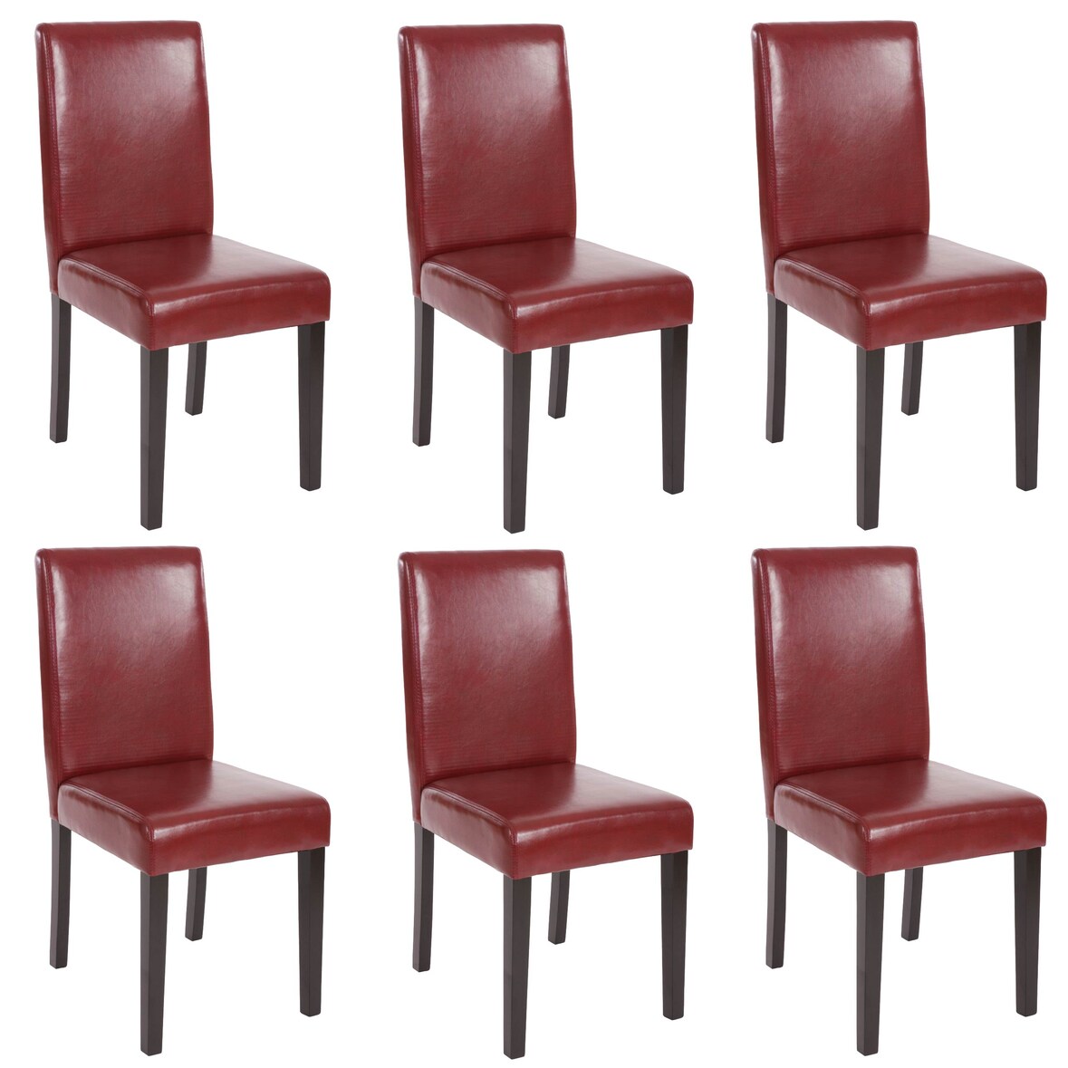 6er-Set Esszimmerstuhl Stuhl Küchenstuhl klassisch und zeitlos  | HxBxT 90x43x56cm | Sitzhöhe 45cm |  Kunstleder  |  dunkle Beine |  Rot-Braun