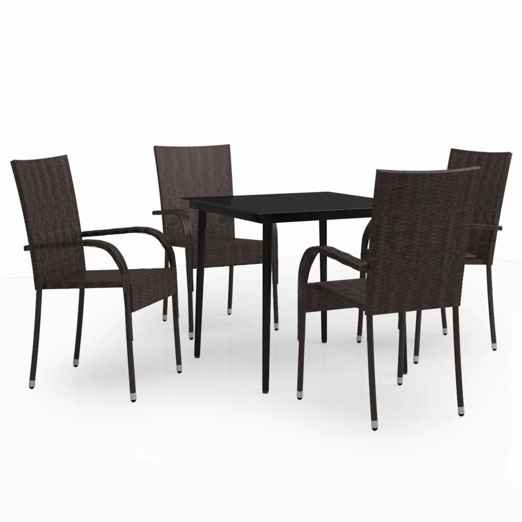 Helloshop26 - Conjunto de comedor de jardín exterior de 5 piezas muebles marrones y negros 02_0013833