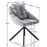 thumbnail of Drehstuhl Esszimmerstuhl Samt Grau 2er Set 79x59x65 cm mit Rollen ergonomischer Sitzschale Metallgestell modern komfortabel belastbar bis 150 kg