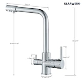 thumbnail of KLARWERK® Felix | 4-Wege Niederdruck Filter Armatur Edelstahl Silber | 4 Anschlüsse 3-Wege Wasserhahn Boiler Küche | Osmose Mischbatterie NSF geprüft