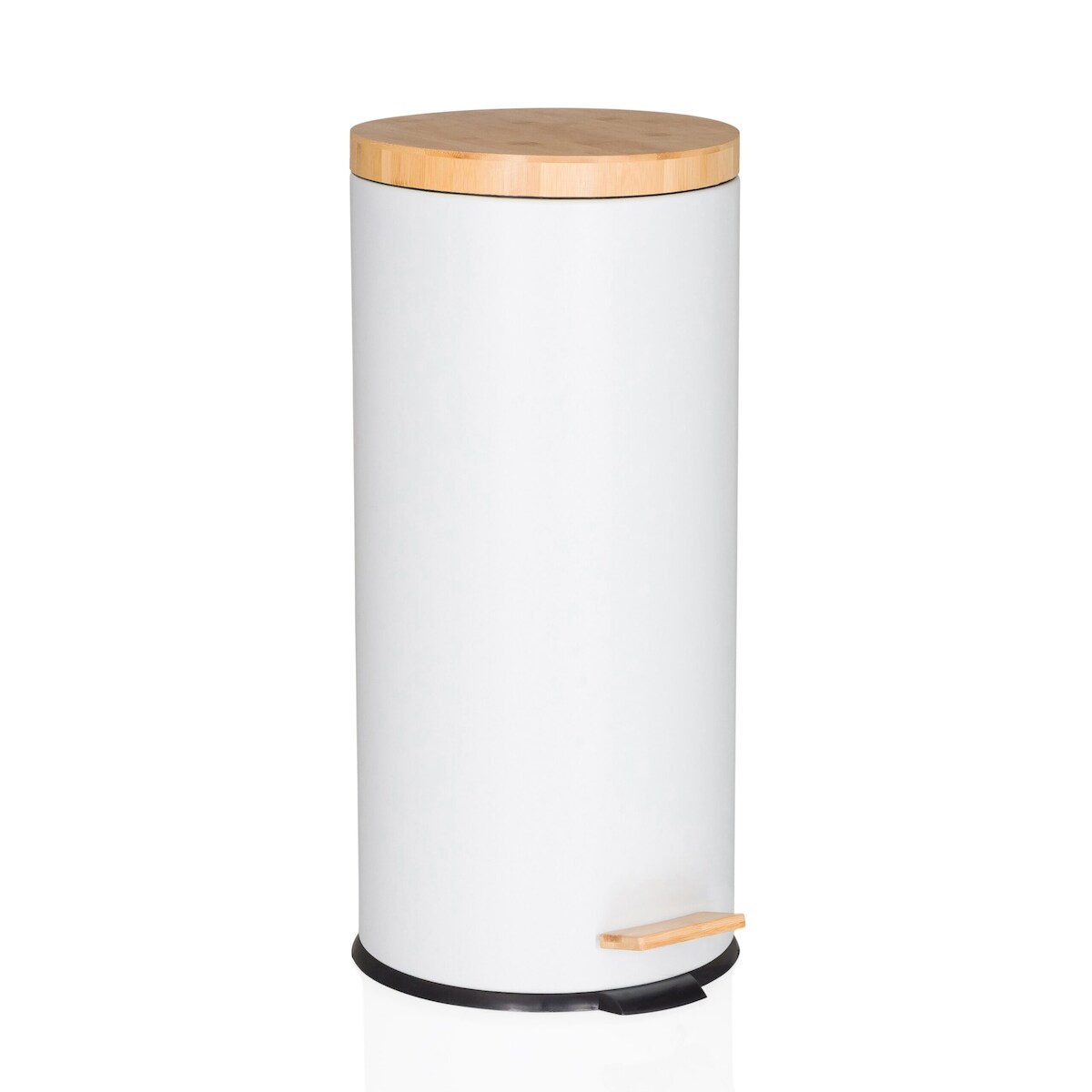 Abfallsammler / Mülleimer CLEAN BAMBOO 30L Stahl/Bambus weiß matt hjh OFFICE