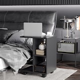 thumbnail of Mesita auxiliar moderno mesa auxiliar en forma de C con ruedas estantes abiertos para salón dormitorio 45x35x58 cm negro