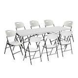 thumbnail of Faltbares Set Tisch 240 cm und 8 Stühle mit Griff Catering Weiß 7house