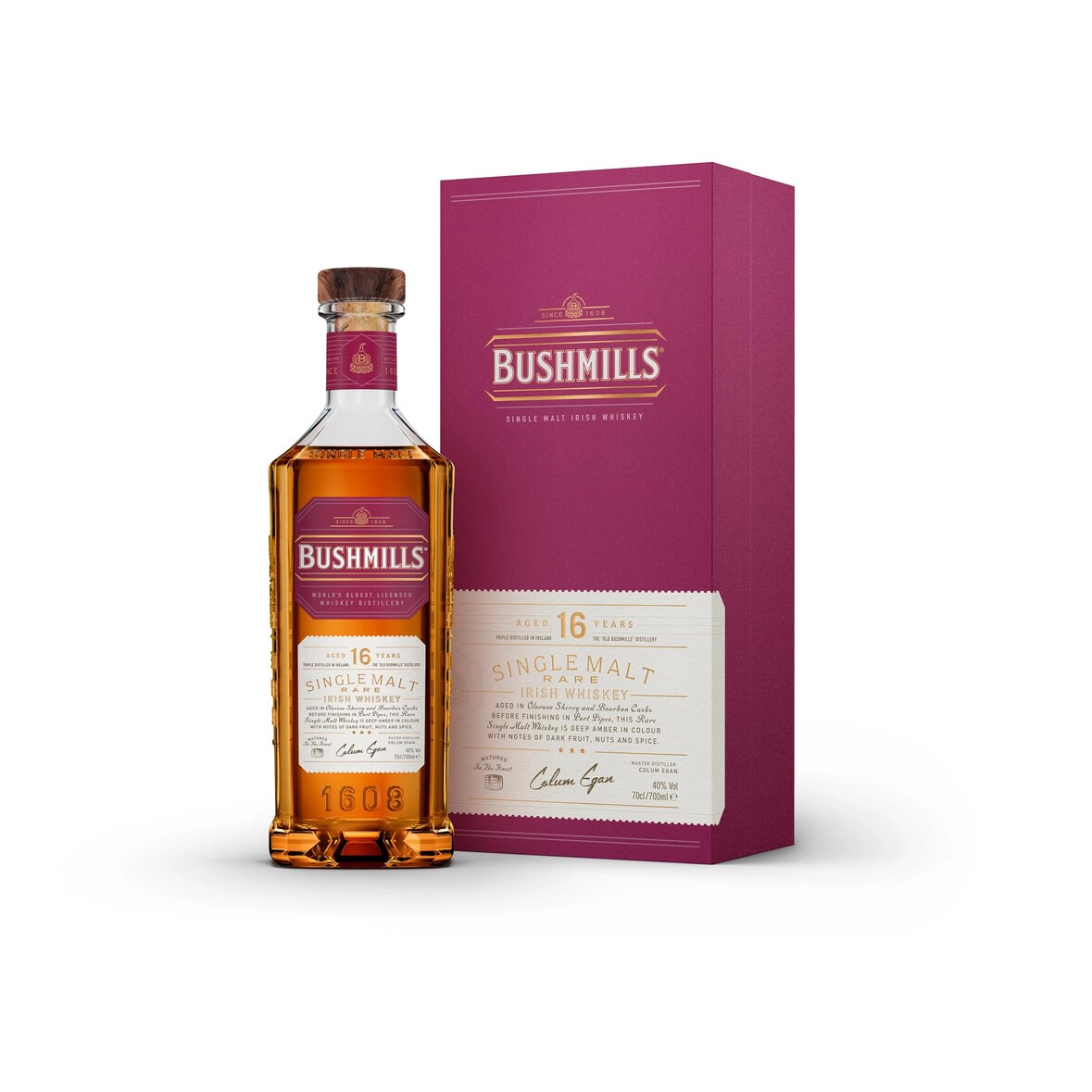 Bushmills 16 Years Old TRIPLE DISTILLED Single Malt Whiskey 40% Vol. 0,7l en boîte cadeau
