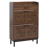 thumbnail of Schuhkipper HWC-P45, Schuhregal Schuhschrank, 2 Kippfächer Ablage Schublade MDF 95x60x24cm ~ braun