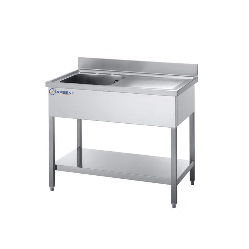 Fregadero inox de 120cm con estante – 1 Cubeta Escurridor a la derecha