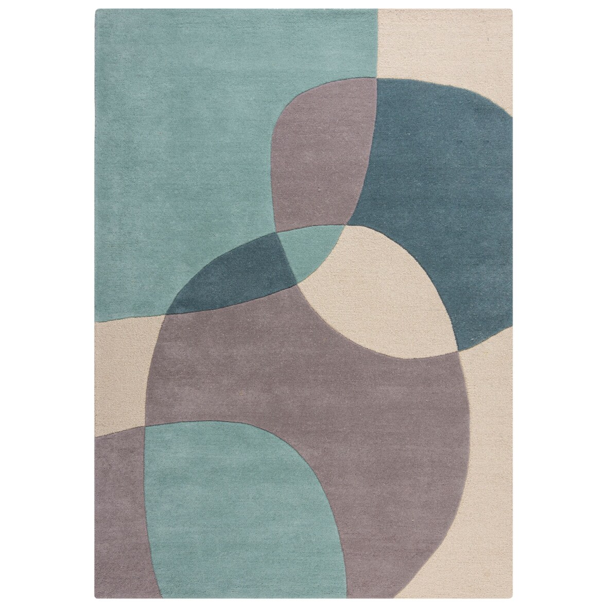 Eleganter Wohnzimmer-Teppich `Aire`, 100% Wolle, Farbe: Türkis-Beige, 120x170 cm | Kadima Design