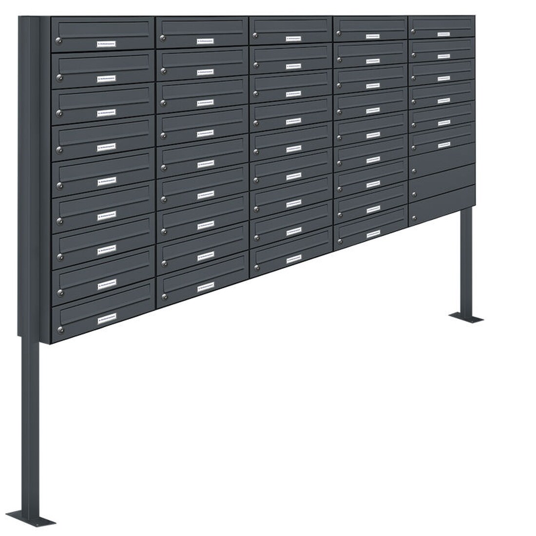 AL Briefkastensysteme 42 Fächer Premium Stand Briefkasten Anlage in RAL 7016 Anthrazit Grau, Post A4, robust, wetterfest, Artikelnummer: 132P42S5P7016