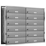 thumbnail of AL Briefkastensysteme 12 Fächer Premium Edelstahl Durchwurf Briefkasten Anlage für Post A4, robust, wetterfest, Artikelnummer: 132V12DV2