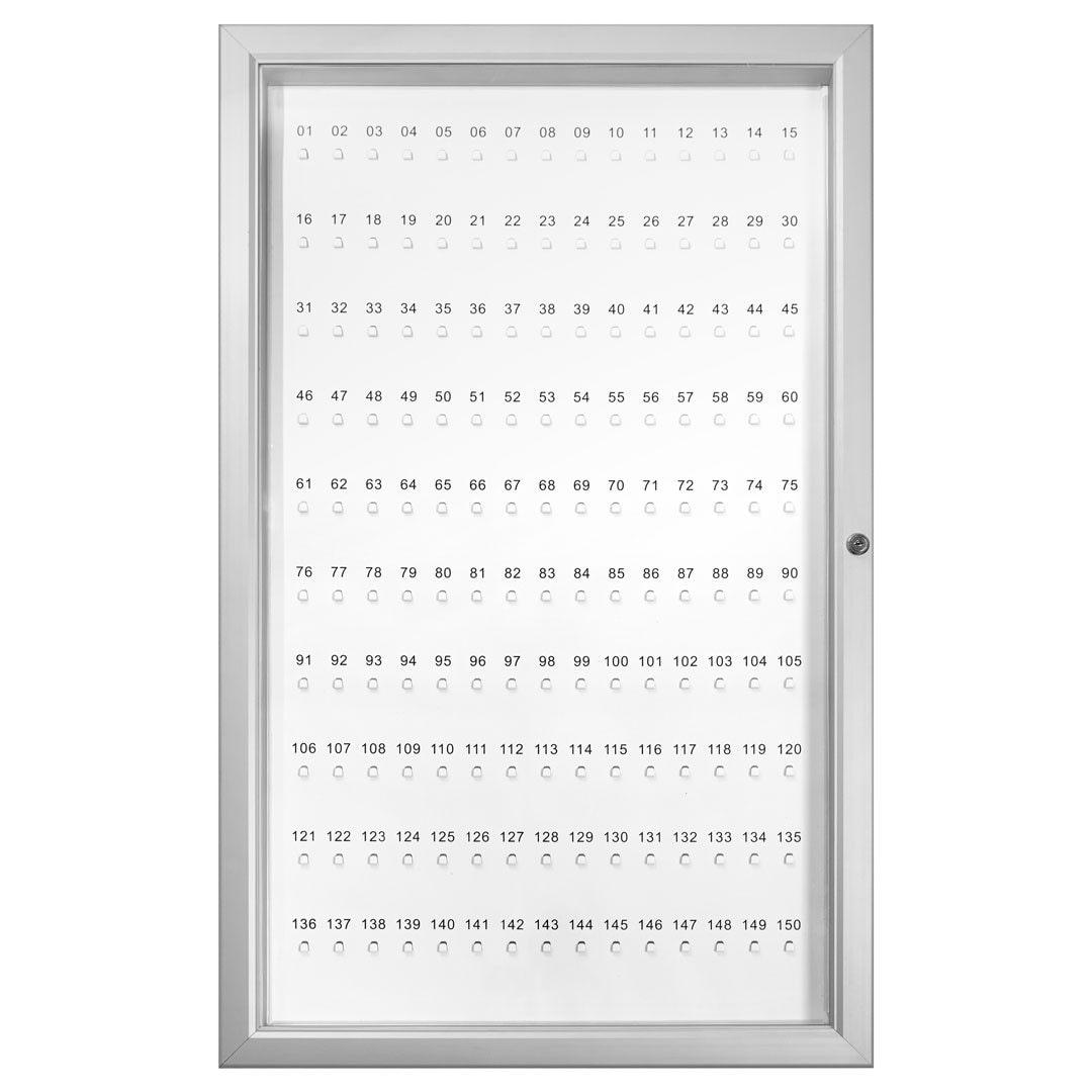 Danieli Store | Armario para Llaves con 150 Ganchos Numerados | Caja para Llaves con Puerta de Acrílico Transparente y Fondo de Acero Lacado.