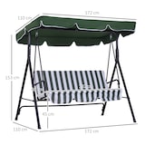 thumbnail of Columpio de Jardín de 3 Plazas Balancín Exterior con Techo Ajustable y Marco de Acero para Balcón Terraza Patio Carga 200 kg 172x110x153 cm