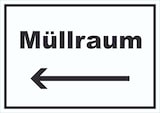 thumbnail of Müllraum Schild mit Text Richtungspfeil links Abfall Mülltrennung waagerecht A4 (210x297mm)