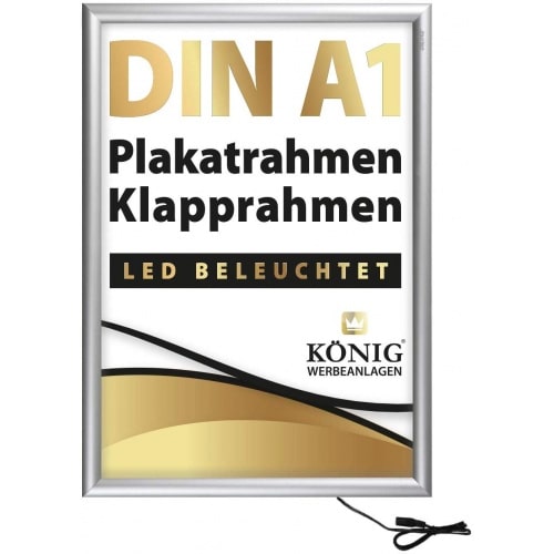 Dreifke® LED Plakatrahmen DIN A1 | LED beleuchtet | 25 mm Alu Profil | entspiegelt