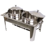 thumbnail of Edelstahl Speisenwärmer Runder Sossen Warmhaltebehälter Chafing Dish 2x 4,5 Liter
