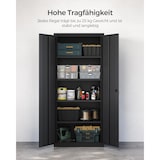 thumbnail of Aktenschrank aus Stahl 180 x 80 x 40 cm, 5 Ebenen, Mehrzweckschrank,  aus Pulverbeschichteter Stahl, Werkzeugschrank, verstellbare Ablagen, schwarz