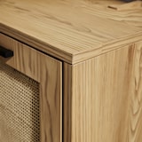 thumbnail of Waschbeckenunterschrank Eiche-Optik 60x60x40 cm mit Tür und Schubladen, Badezimmerschrank mit Rattangeflecht, Unterschrank Stehend, Badschrank