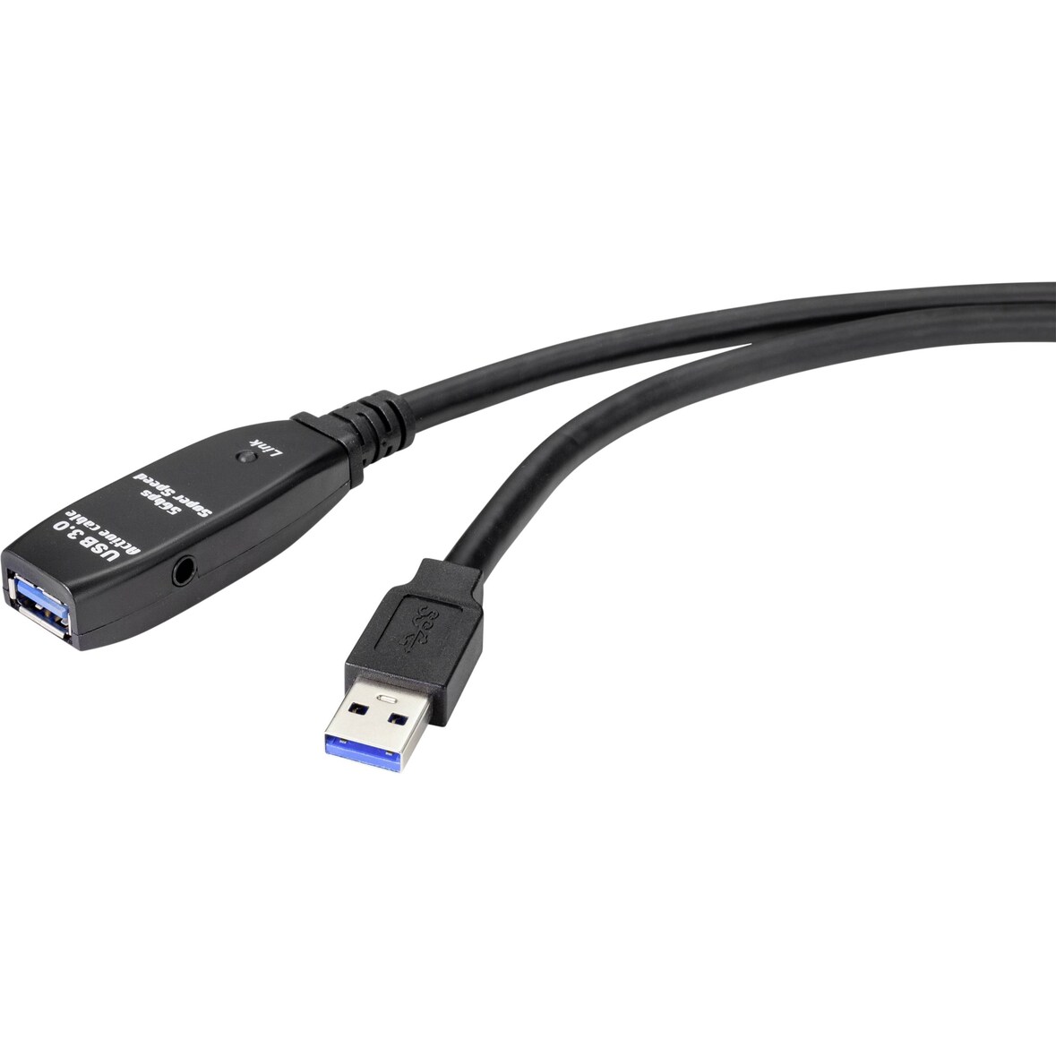 Renkforce USB-Kabel USB 3.2 Gen1 (USB 3.0 / USB 3.1 Gen1) USB-A Stecker, USB-A Buchse 20.00 m Schwar