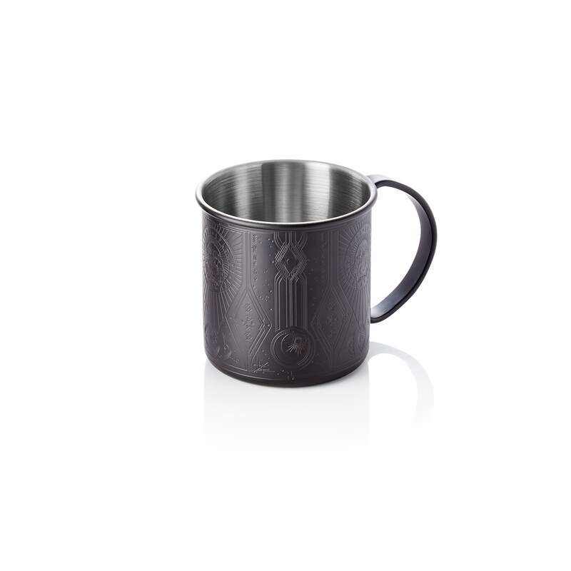 5x Moscow Mule Tattoo Nocturn, 0,45 ltr., Ø 9 cm, Höhe 9 cm, schwarz matt, Chromnickelstahl 18/10