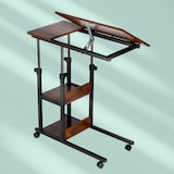 thumbnail of Relaxdays Laptoptisch, 63–90 cm höhenverstellbar, neigbar, Beistelltisch mit Rollen, 2 Ablagen, C-Form, braun/schwarz