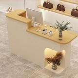 thumbnail of Rezeption Theke Bar Empfangstheke empfangstisch Counter Kassentisch Holzoptik und Beige 120cm L