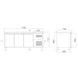 thumbnail of Mesa refrigerada de 3 puertas, acero inoxidable, refrigeración por aire, 85 x 179.5 x 70 cm, GN1/1, 310 W, EASYLINE, 417L, 10007 Vaiotec