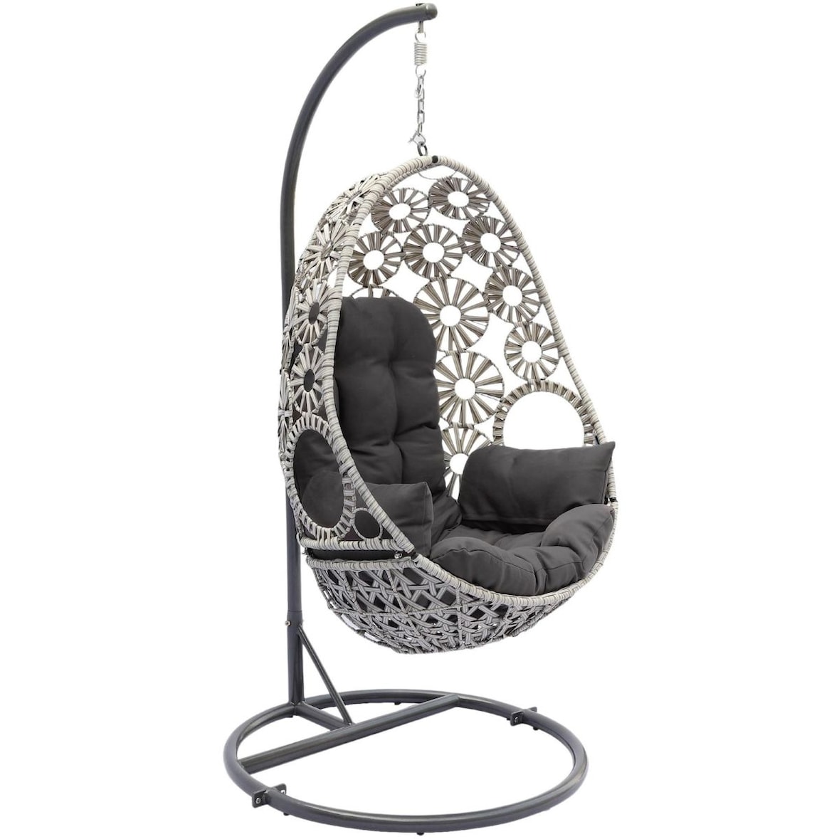 Poltrona da giardino sospesa in resina intrecciata con cuscino Samoa ecru Dcb Garden