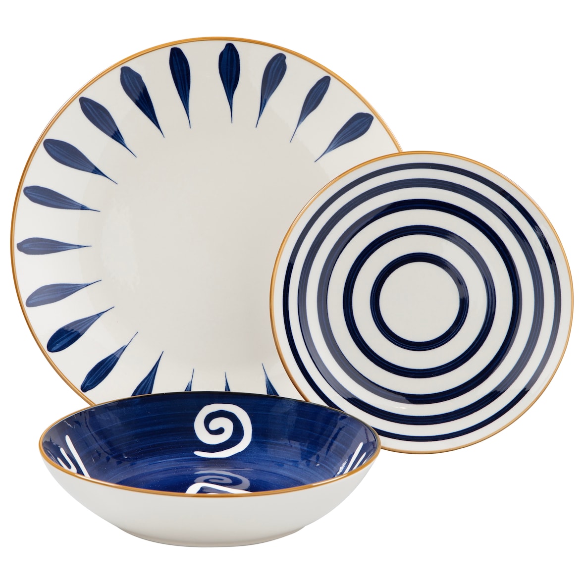 Set Tavola 18 Pezzi Ethnic – Servizio Decorativo con Motivi e Colori Originali, Ideale per Uso Quotidiano e Occasioni Conviviali