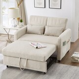 thumbnail of Zweisitzer-Klappsofa 82x114x77 cm Beige mit dreistufig verstellbarer Rückenlehne aus Baumwoll-Leinen-Stoff