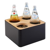 thumbnail of APS Besteckständer/ Besteckbehälter, Edelstahl, Holz, SAN, 27 x 27 cm, H: 15 cm, vier Kammern, schwarz und braun