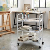 thumbnail of Carrello Portavivande 3 Ripiani Cucina Mobile Ruote 80x33x105 cm - Bianco