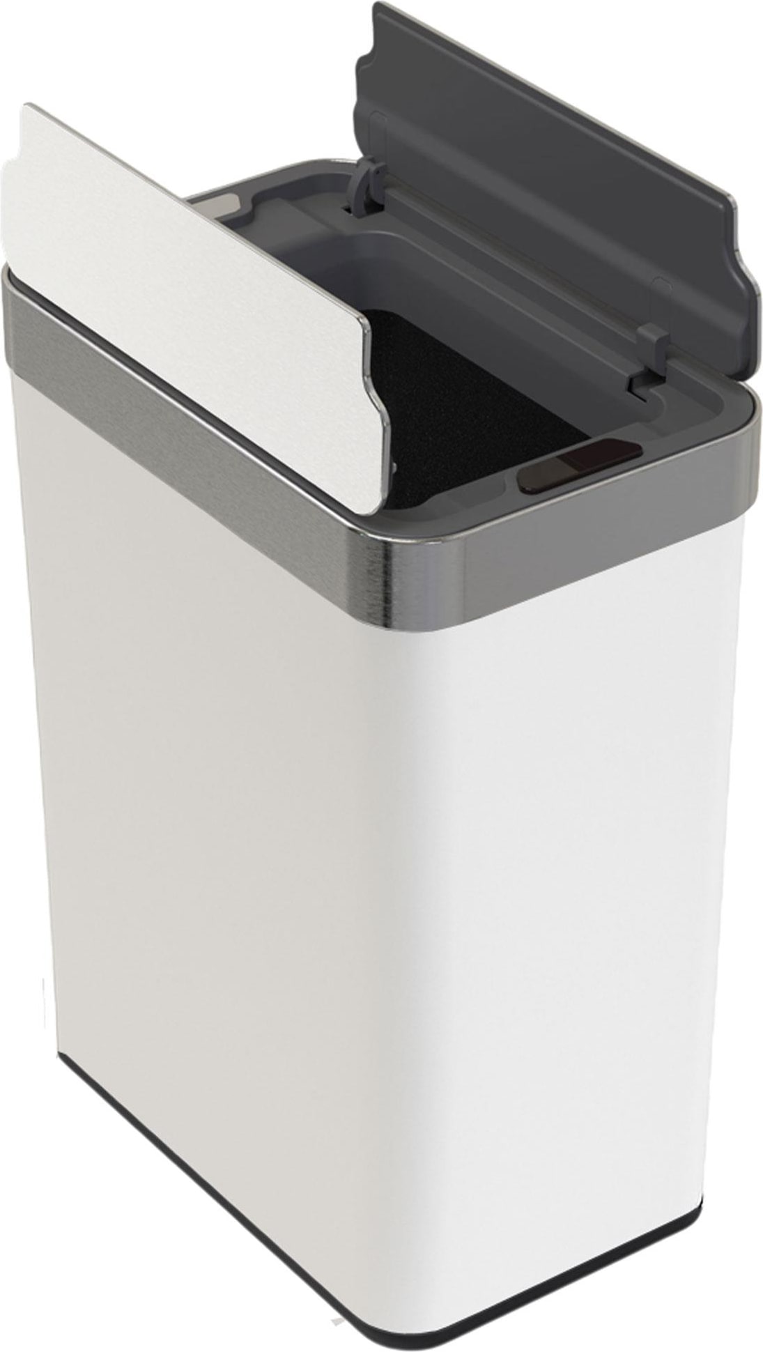WellHome - Edelstahl-Abfalleimer mit Sensor-Automatik und Flügeldeckel, weiß, 50L - 41 x 26,5 x 53 cm