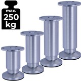 thumbnail of 8 Möbelfüße Sofafuß Möbelbeine ALUMINIUM gebürstet Höhe 6 cm 38 mm belastbar bis 250 KG Sofa Bett