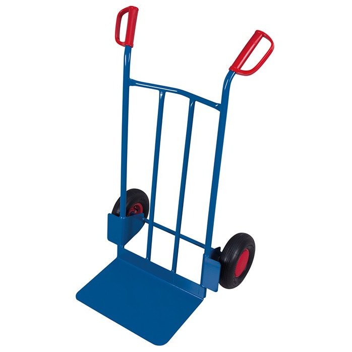 Stahlrohrkarre mit großer Schaufel RAL5010 Enzianblau Sackkarre Klappkarre