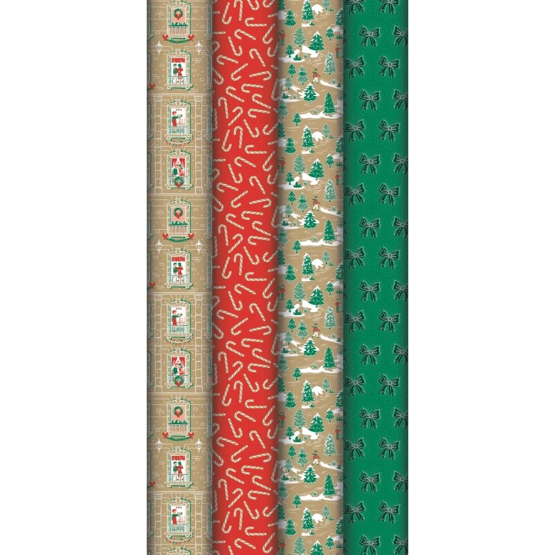 Lot de 30 Rouleau de papier kraft Noël, 70 g/m², 2 m x 0,70 m, motif Esprit de Noël