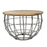 thumbnail of Couchtisch Wohnzimmer-Tisch rund  ø 55 cm  Beistelltisch Metall Gestell Tischplatte Holz massiv : weiß gekälkt