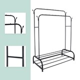 thumbnail of Relaxdays Kleiderständer, HxBxT: 155 x 110 x 55 cm, 2 Ablagen & 2 Kleiderstangen, 4 Haken, Doppelgarderobe, schwarz