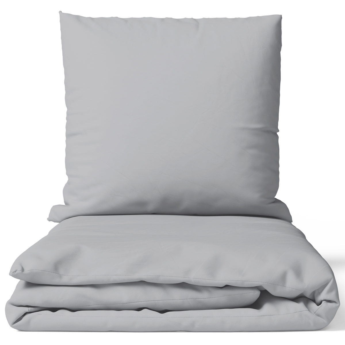 NYVI Bettwäsche Set DreamScience Renforcé Uni - Atmungsaktiv & Weich - 100% Baumwolle - Mit Reißverschluss 155x220 + 80x80 cm silber