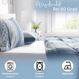 thumbnail of Biber Bettwäsche 135x200 Streifen Blau Ornamente flauschig Winter Pflegeleicht warm