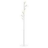 thumbnail of HOMCOM perchero de pie de madera perchero de arbol con 6 ganchos para ropas bolsas y marco de metal para salón entrada dormitorio 35x35x174 cm blanco