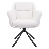 thumbnail of Lote de 6 sillas de comedor HWC-K33, silla de cocina silla, posición automática giratoria, tela/textil ~ bouclé-blanco