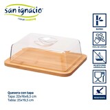 thumbnail of San Ignacio KINVARA - Rechteckige Bambus-Käseschale 20 x 25 cm mit Deckel