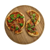 thumbnail of Pizzabrett Friends XXL / Pizza Teller / Eichenholz / ⌀47cm / Pizza Blech Rund mit Praktischer Auffangrinne / Auch zum Frühstück, Mittag- & Abendessen