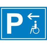 thumbnail of Behinderten Parkplatz Schild mit Richtungspfeil links waagerecht A3 Rückseite selbstklebend