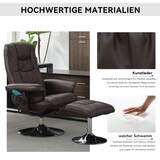 thumbnail of Massagesessel Relaxsessel mit Liegefunktion 5-Punkt-Massage Heizfunktion Drehbar PU Leder Fußhocker 79x79x106 Braun