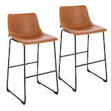 thumbnail of SVITA JOHN 2-er Set Barhocker Barstuhl mit Rückenlehne Retro Kunst-Leder Cognac
