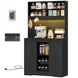 thumbnail of HOMCOM Credenza Cucina con Portabottiglie, Prese e Luci LED Nero