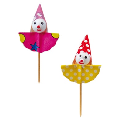 DECOR SERVICE Deko-Picker "Clown", 8.5cm, 100 Stk.